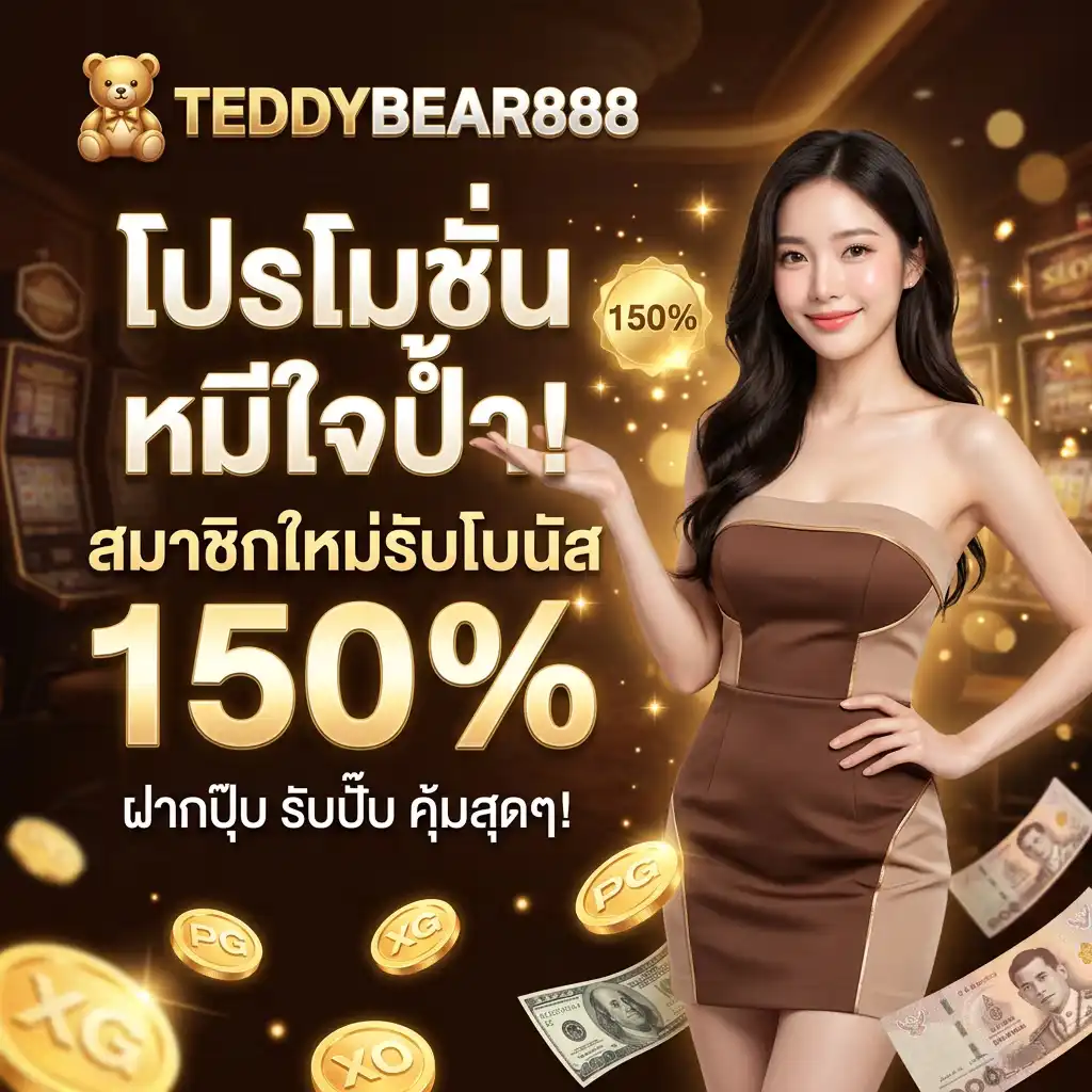 1. โปรโมชั่น หมีใจป้ำ! สมาชิกใหม่รับโบนัส 150% (ฝาก 200 รับ 500 ทันที)